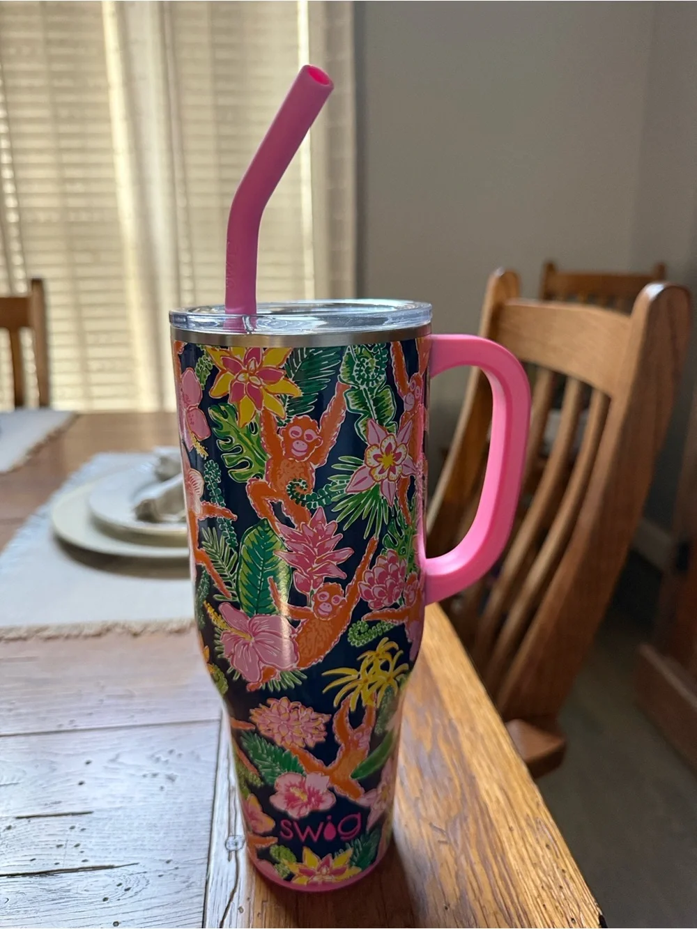 30 oz. Swig Tropical Pink Handle Insulated Tumbler with Straw